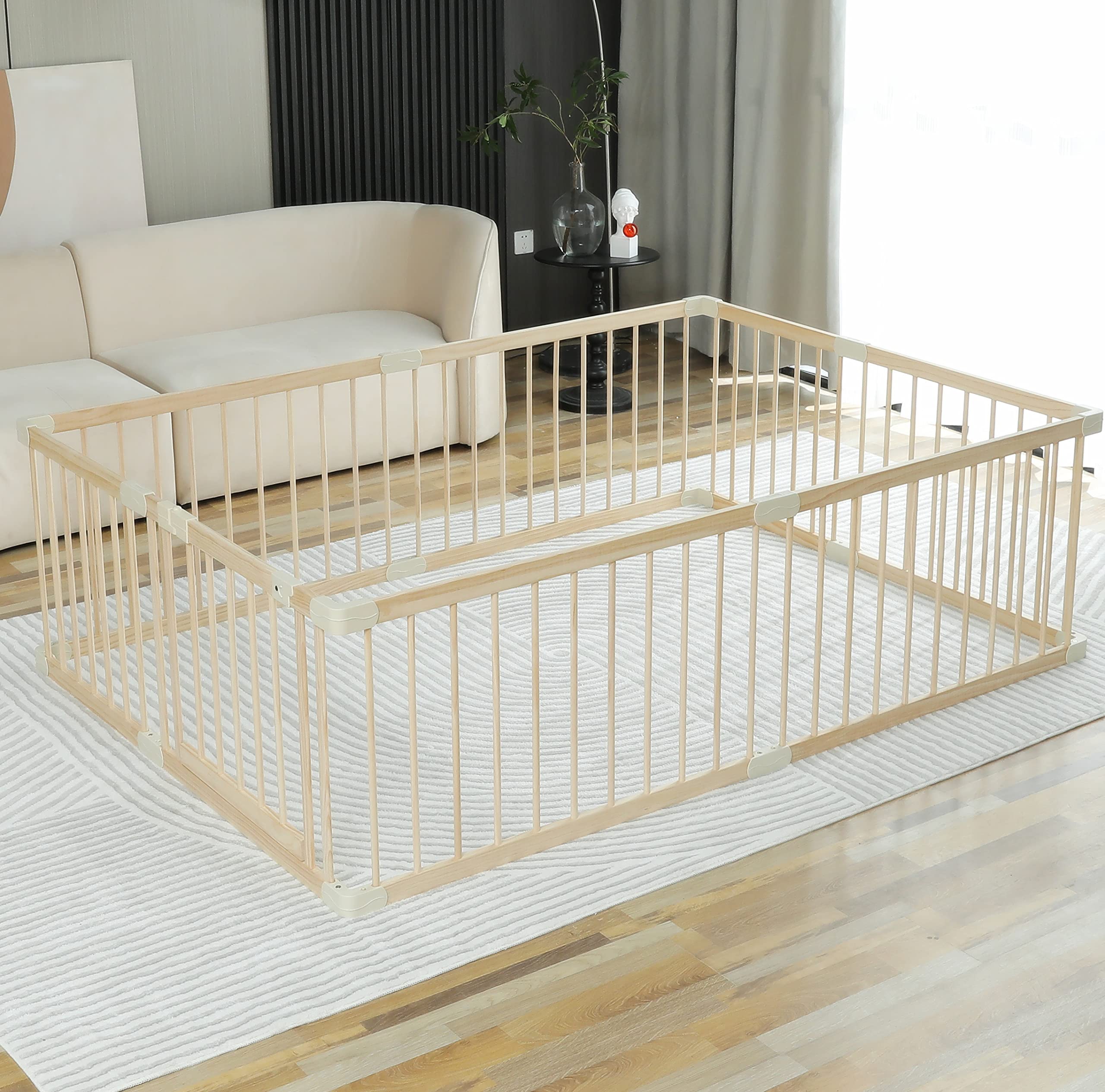 Smilebaby playpen connecting clips demonstrate quick assembly and flexible layout