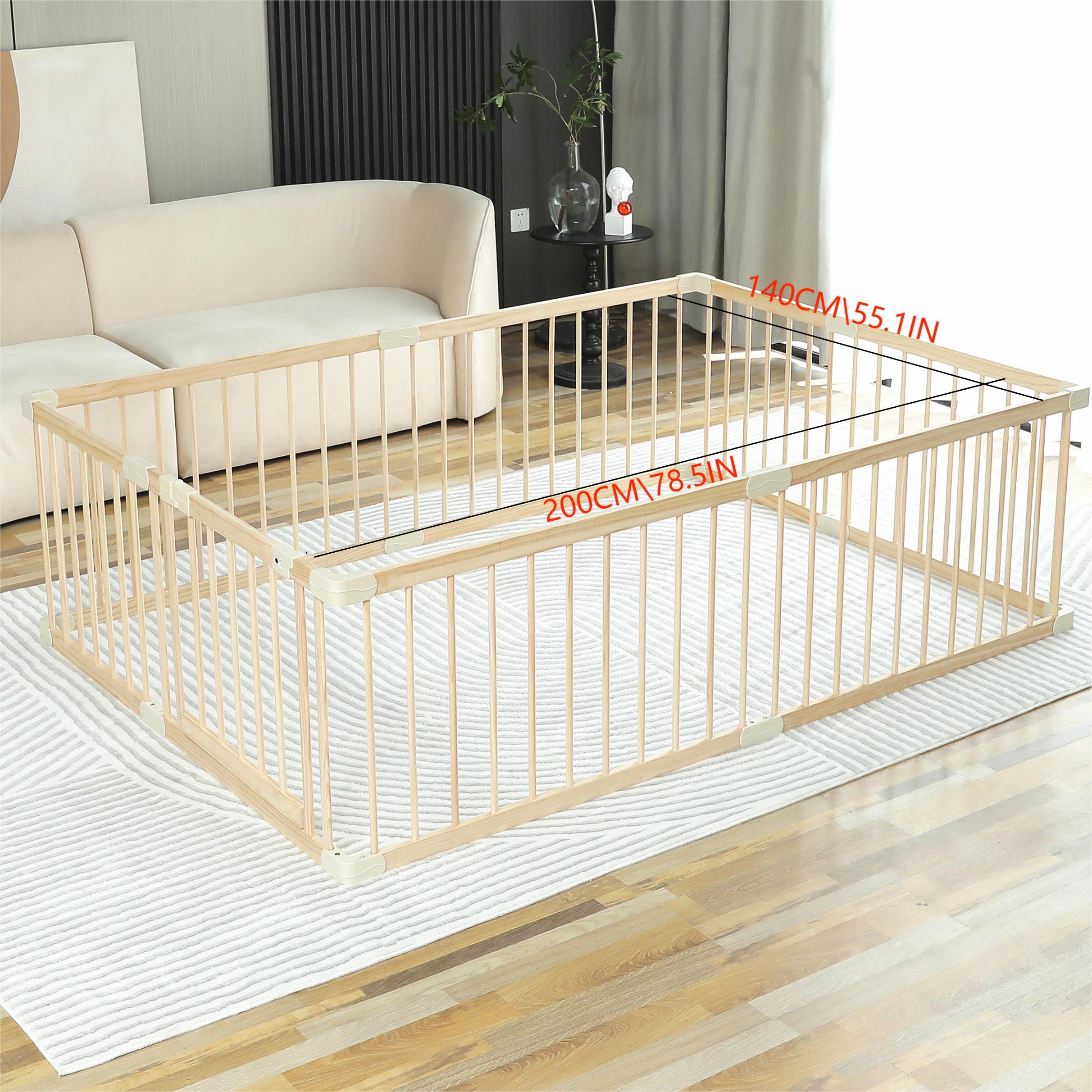 Smilebaby playpen safe unpainted wood finish favors baby-friendly touch