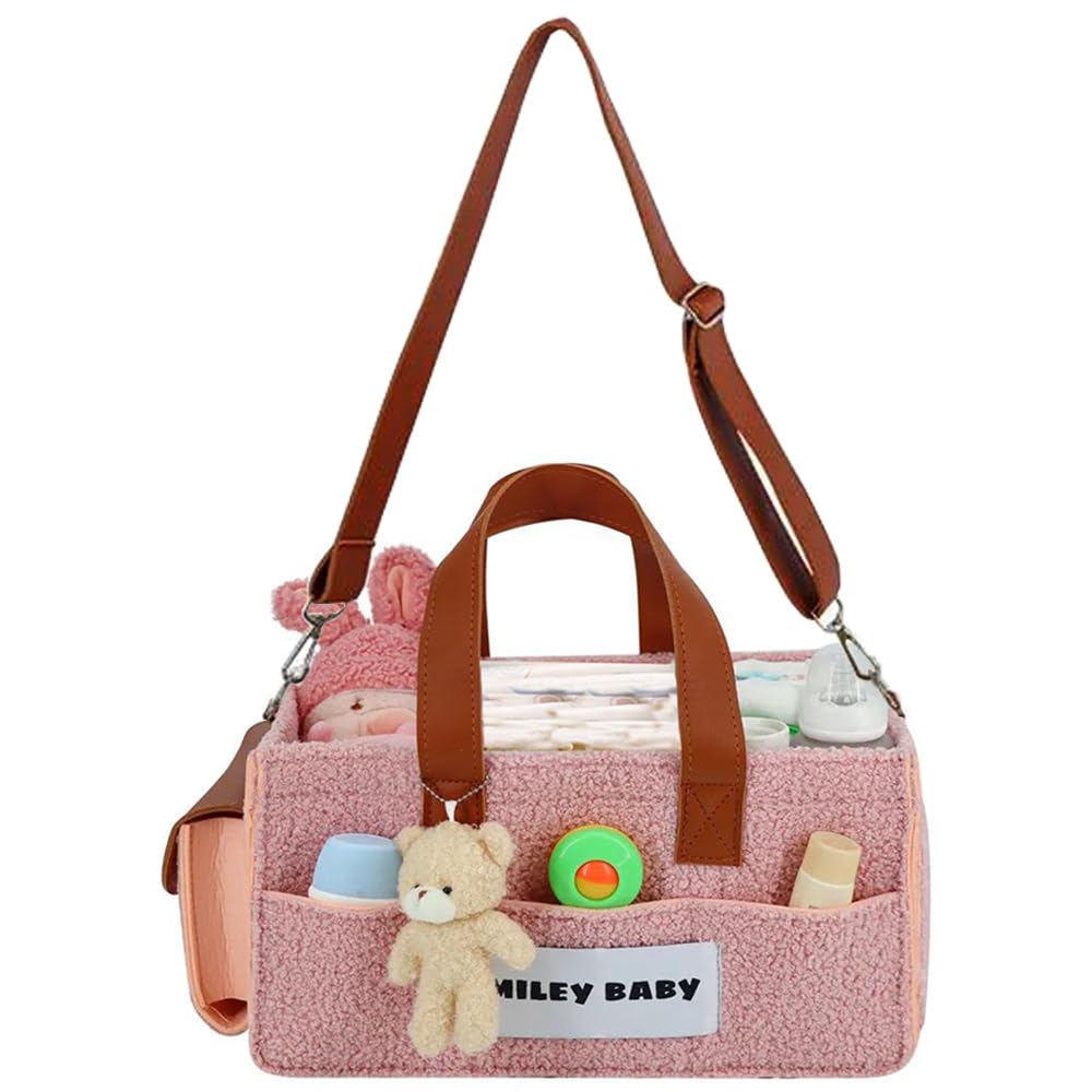 Smiley Baby nappy caddy organizer front view with accessible compartments