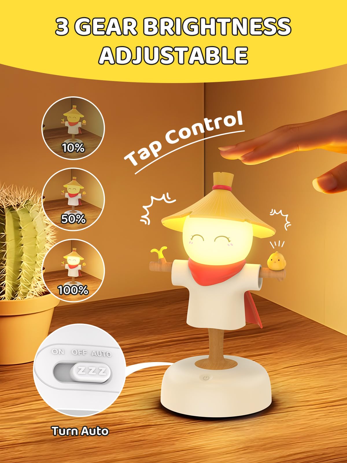 Smiling Shark dimmable amber lamp for bedrooms and nurseries
