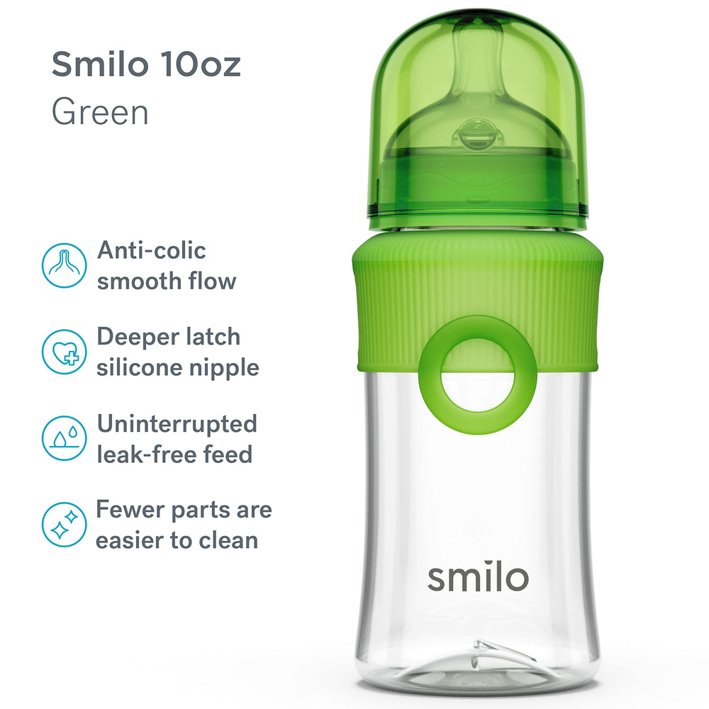 Smilo three-pack green bottles illustrating newborn comfort