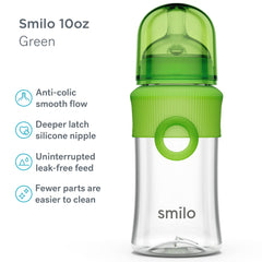 Smilo three-pack green bottles illustrating newborn comfort