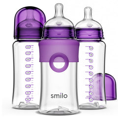 Smilo anti colic vent system on bottle for calmer feeds