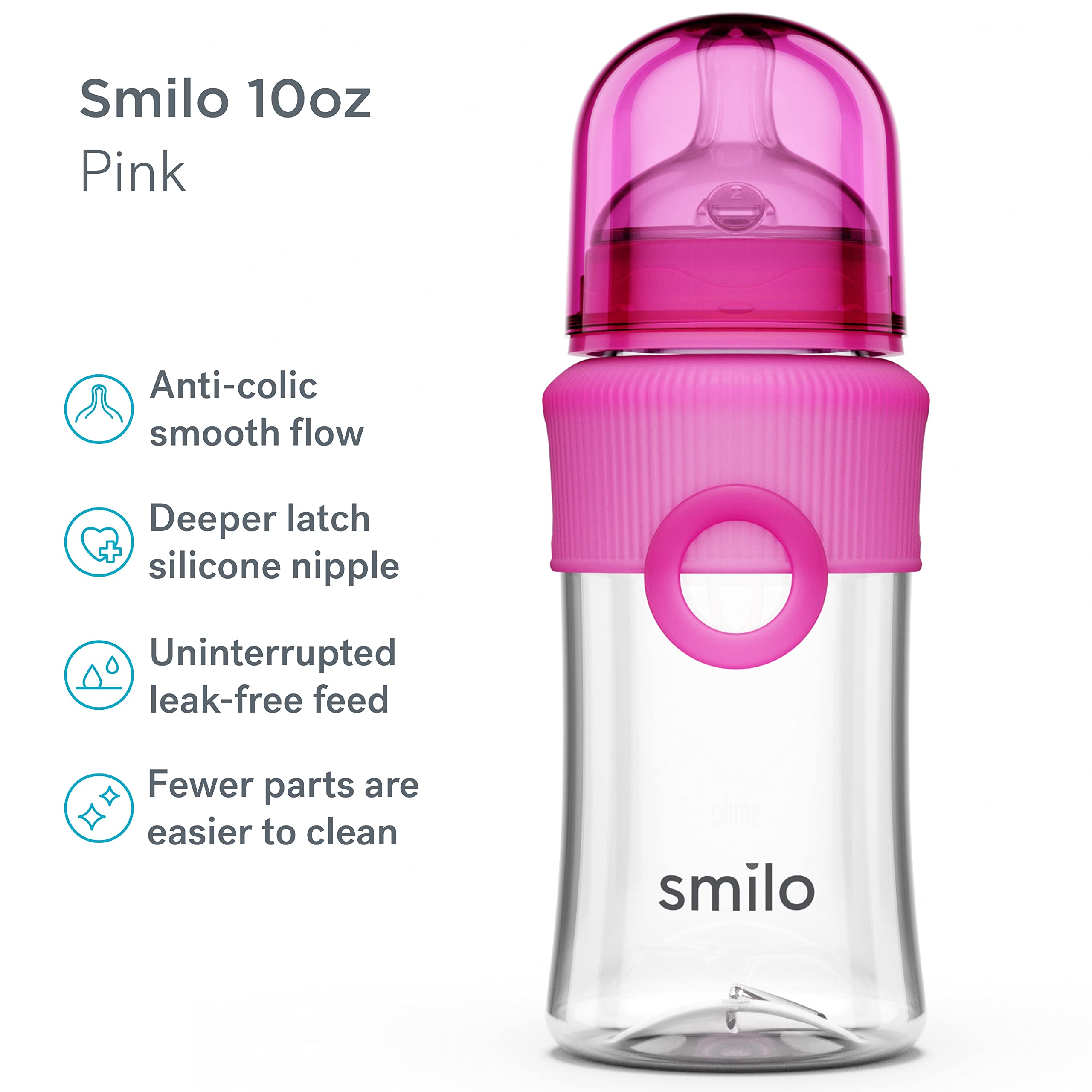 Smilo slow-flow nipple detail supports comfortable newborn feeding