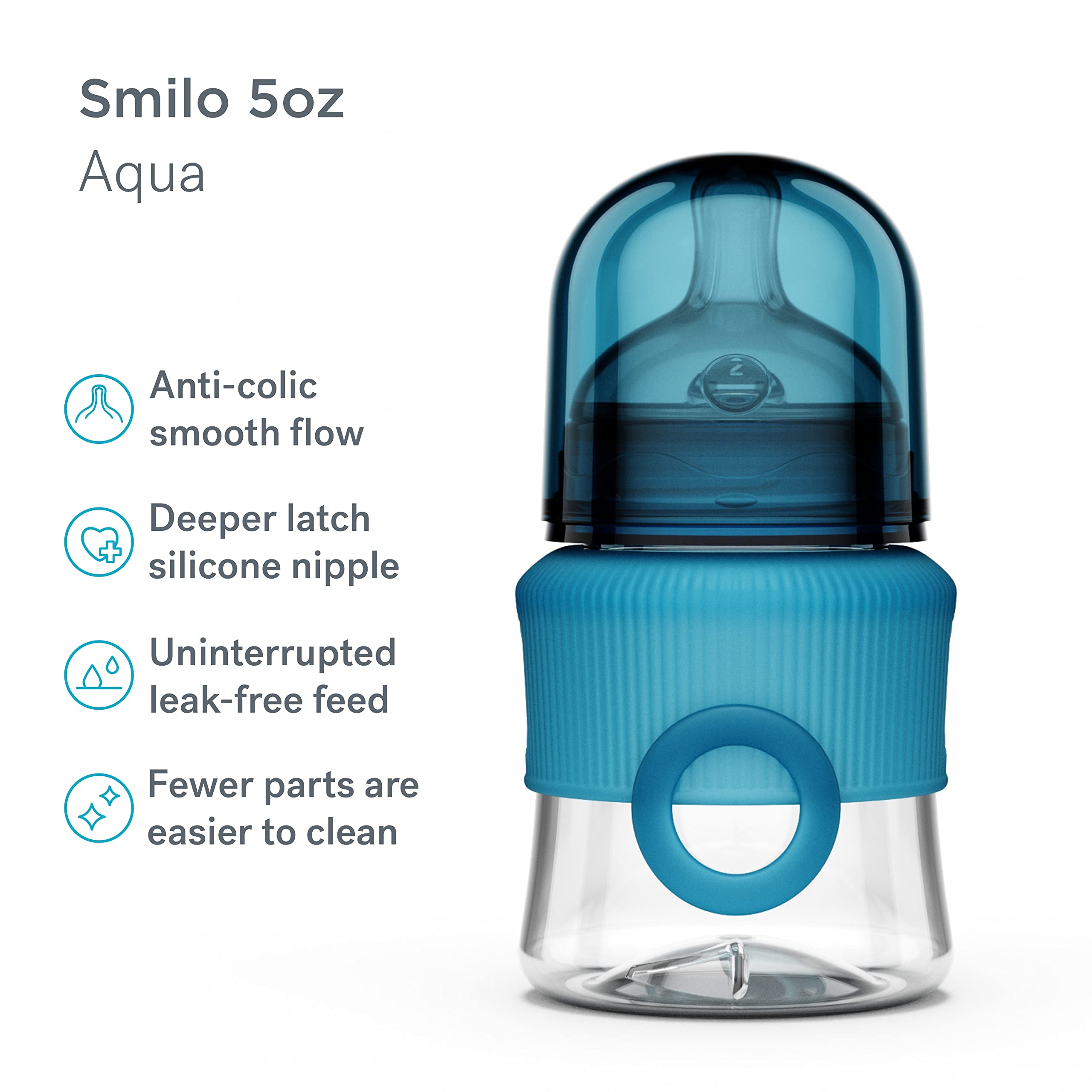 Smilo bottle vent system helps reduce air bubbles for smoother feeding.