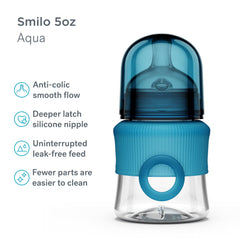 Smilo bottle vent system helps reduce air bubbles for smoother feeding.