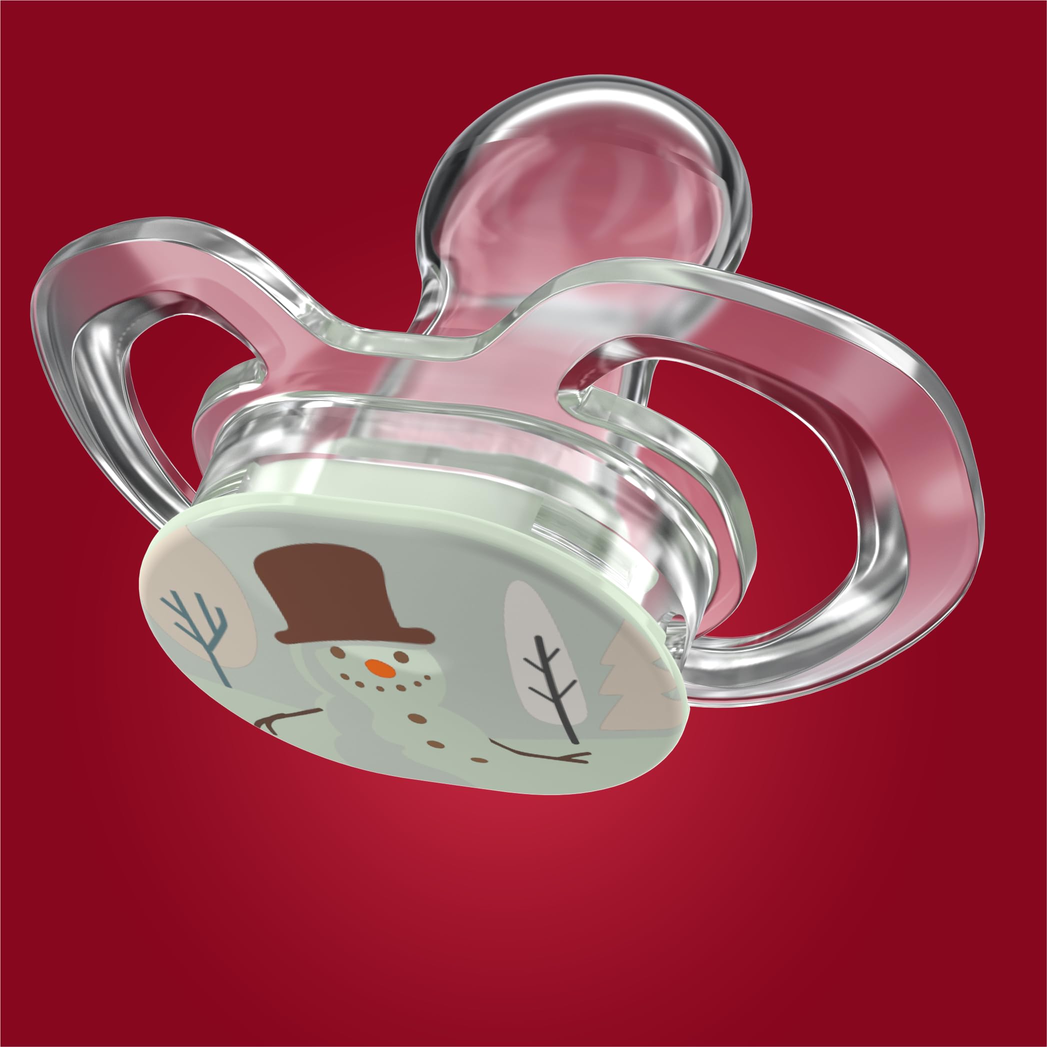Smilo glow-in-the-dark knob helps locate the pacifier at night.