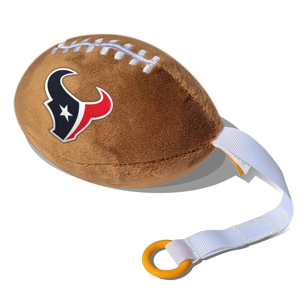 Smilo Houston Texans plush football pacifier holder keeps the binky close and team spirited.