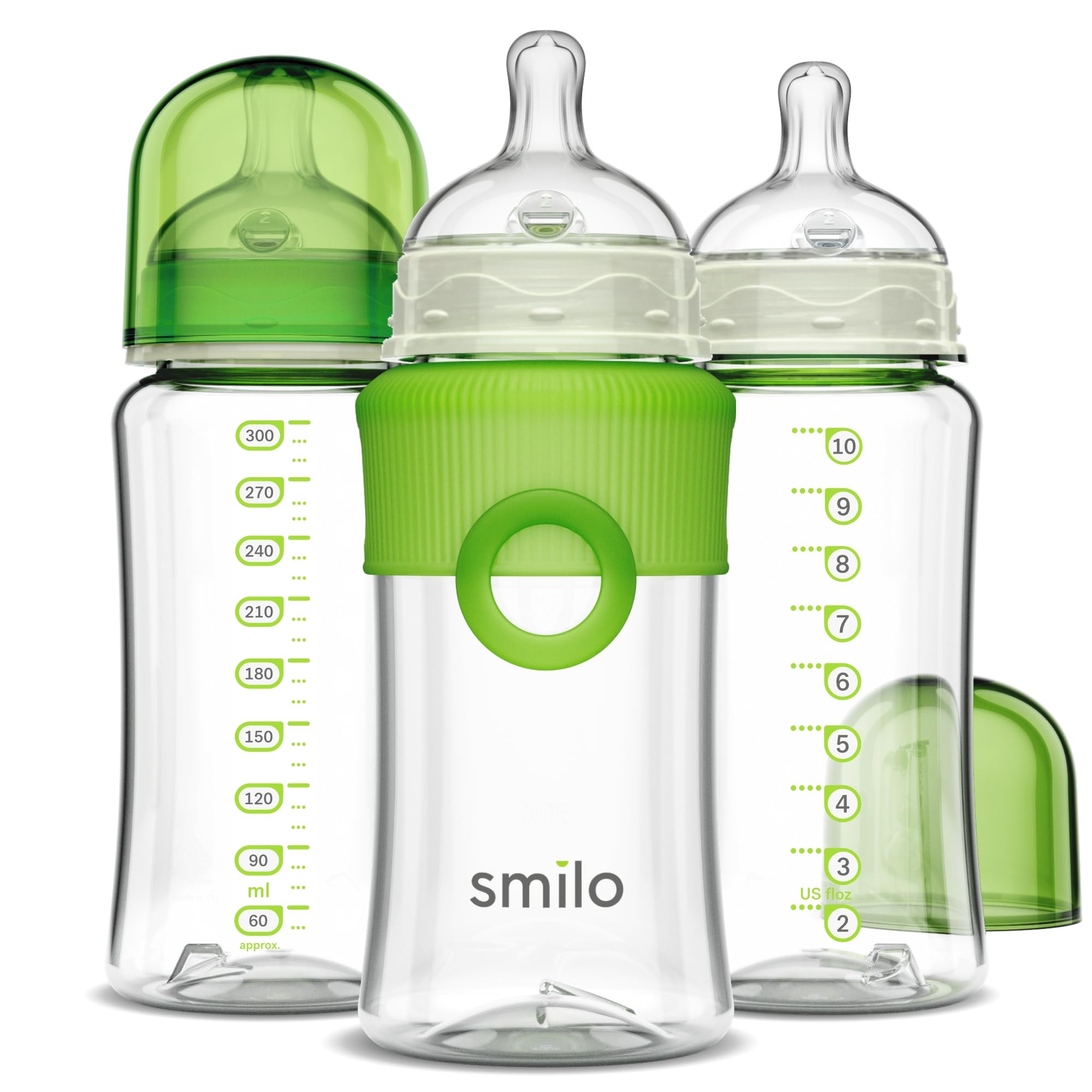 Smilo Stage 0 bottle with slow-flow nipple for calm newborn feeds.