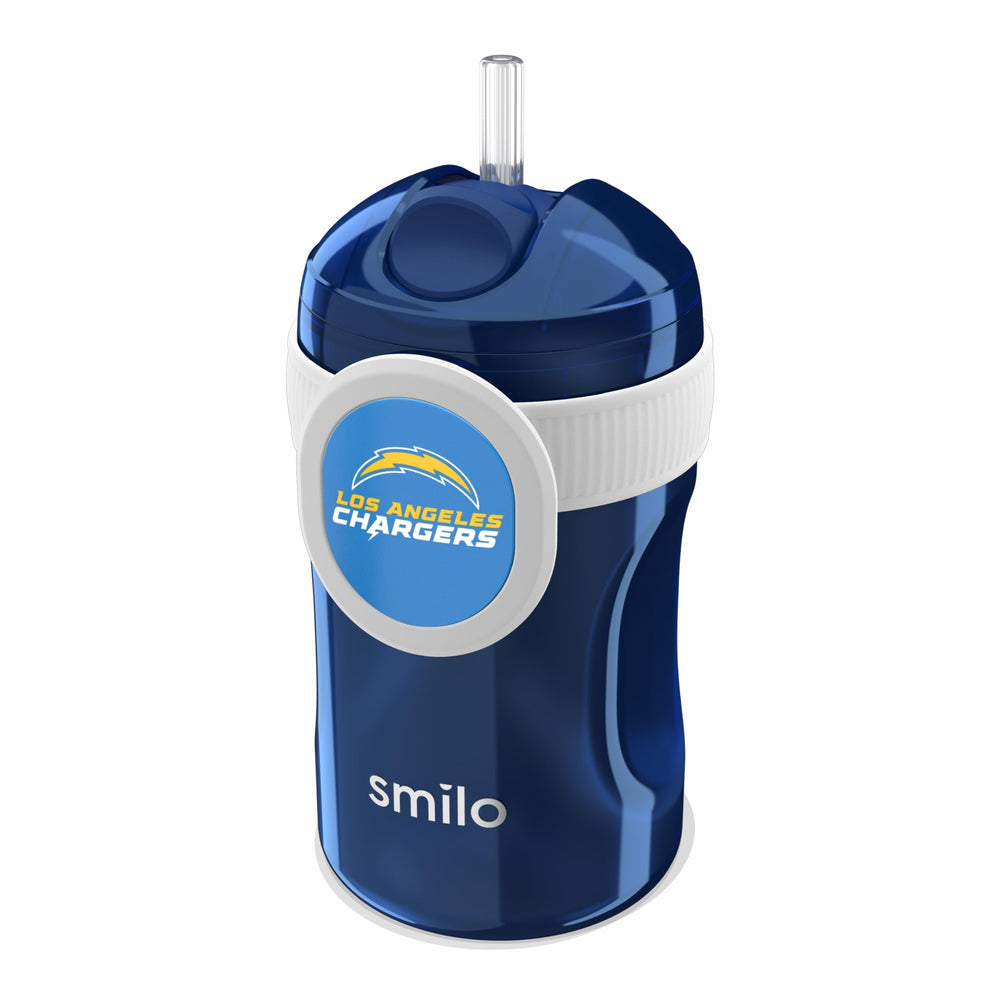 Smilo Straw Cup with Chargers logo shows official NFL pride and kid-friendly grip