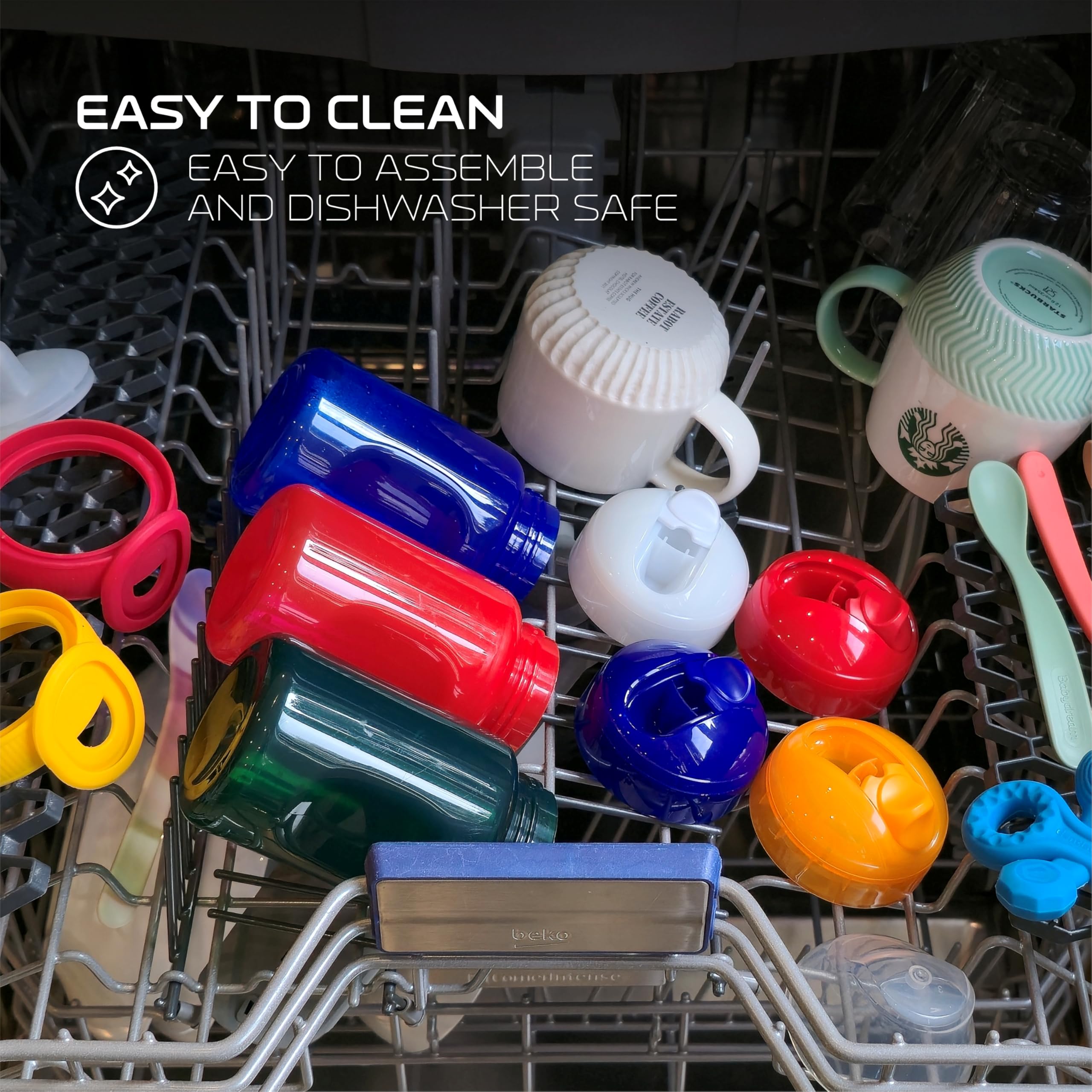 Smilo straw cup dishwasher-safe parts simplify post-meal cleanup.
