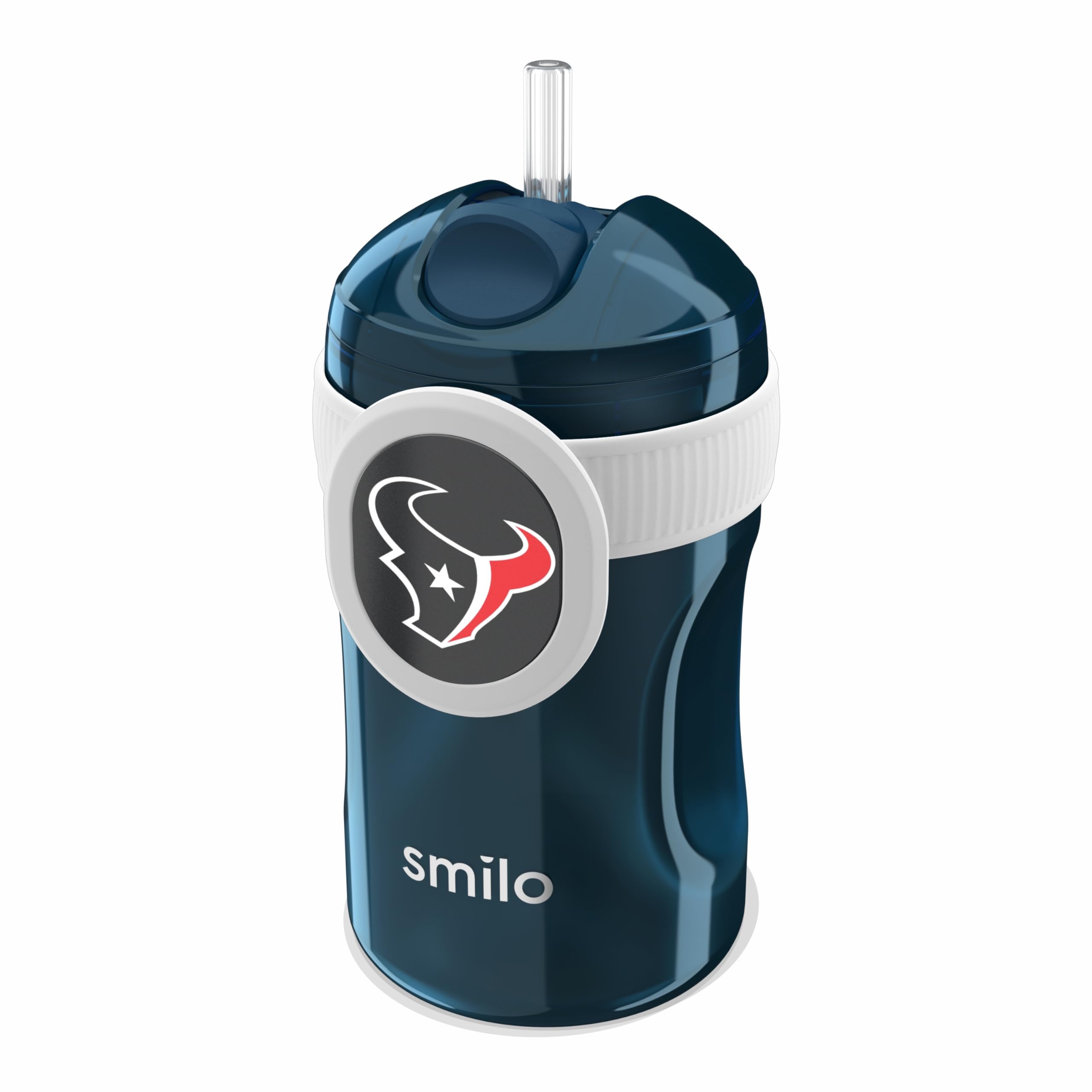 Smilo straw cup with Houston Texans logo for on-the-go game day sipping.