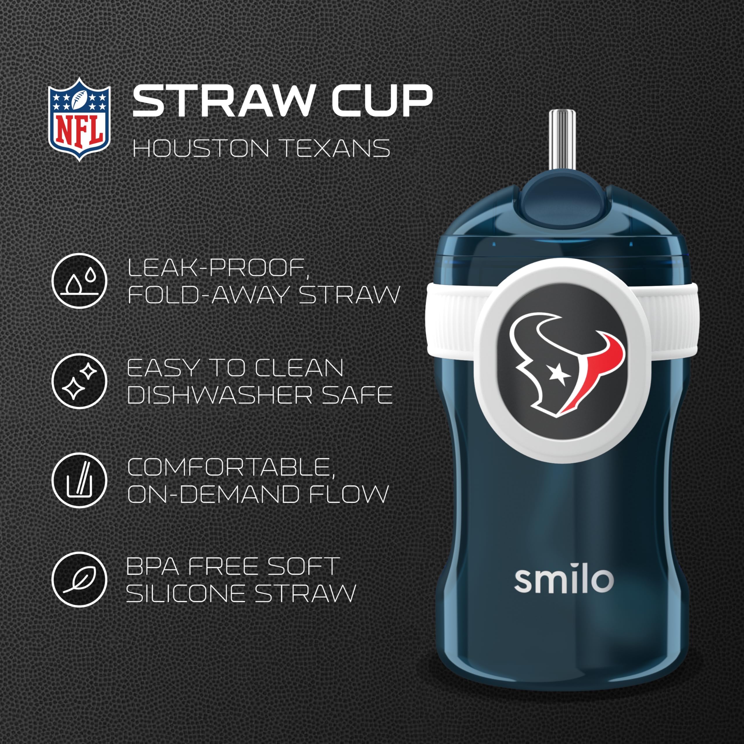 Smilo straw cup spill-proof lid helps prevent messes during travel.