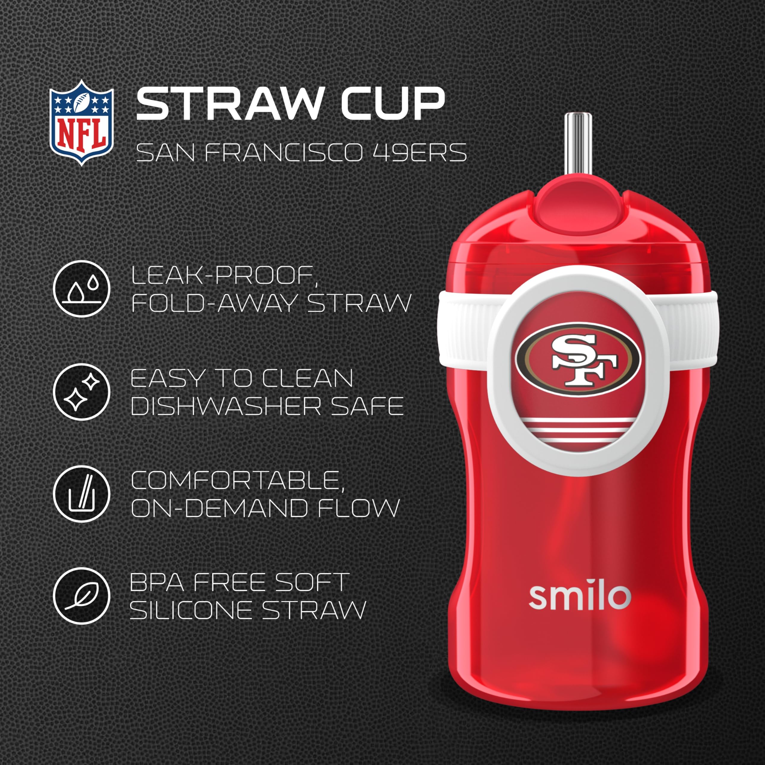 Smilo Straw Cup displaying spill-proof lid during travel