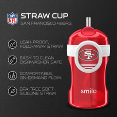 Smilo Straw Cup displaying spill-proof lid during travel