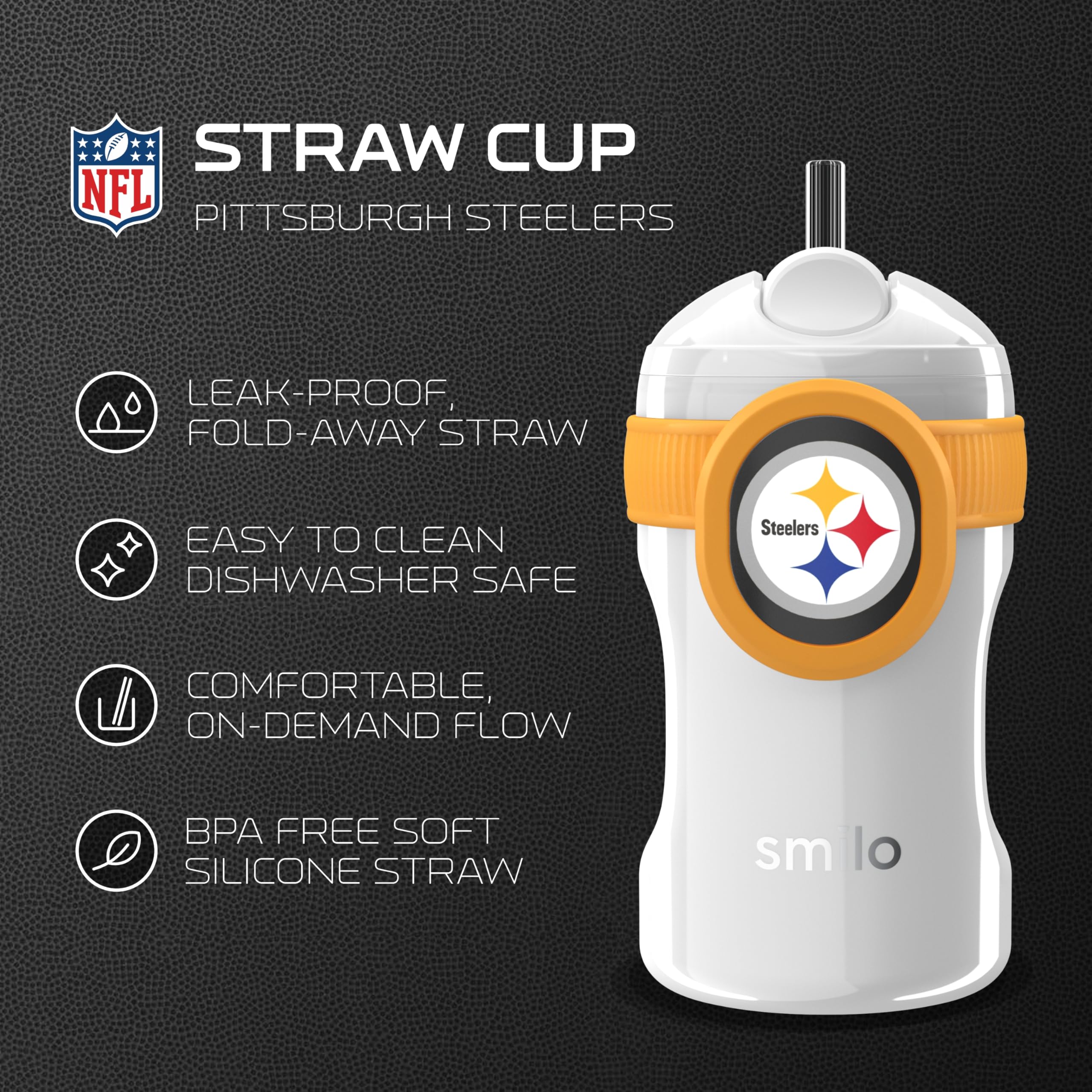 Smilo Steelers 8.5 oz cup ideal for toddlers' daily hydration.