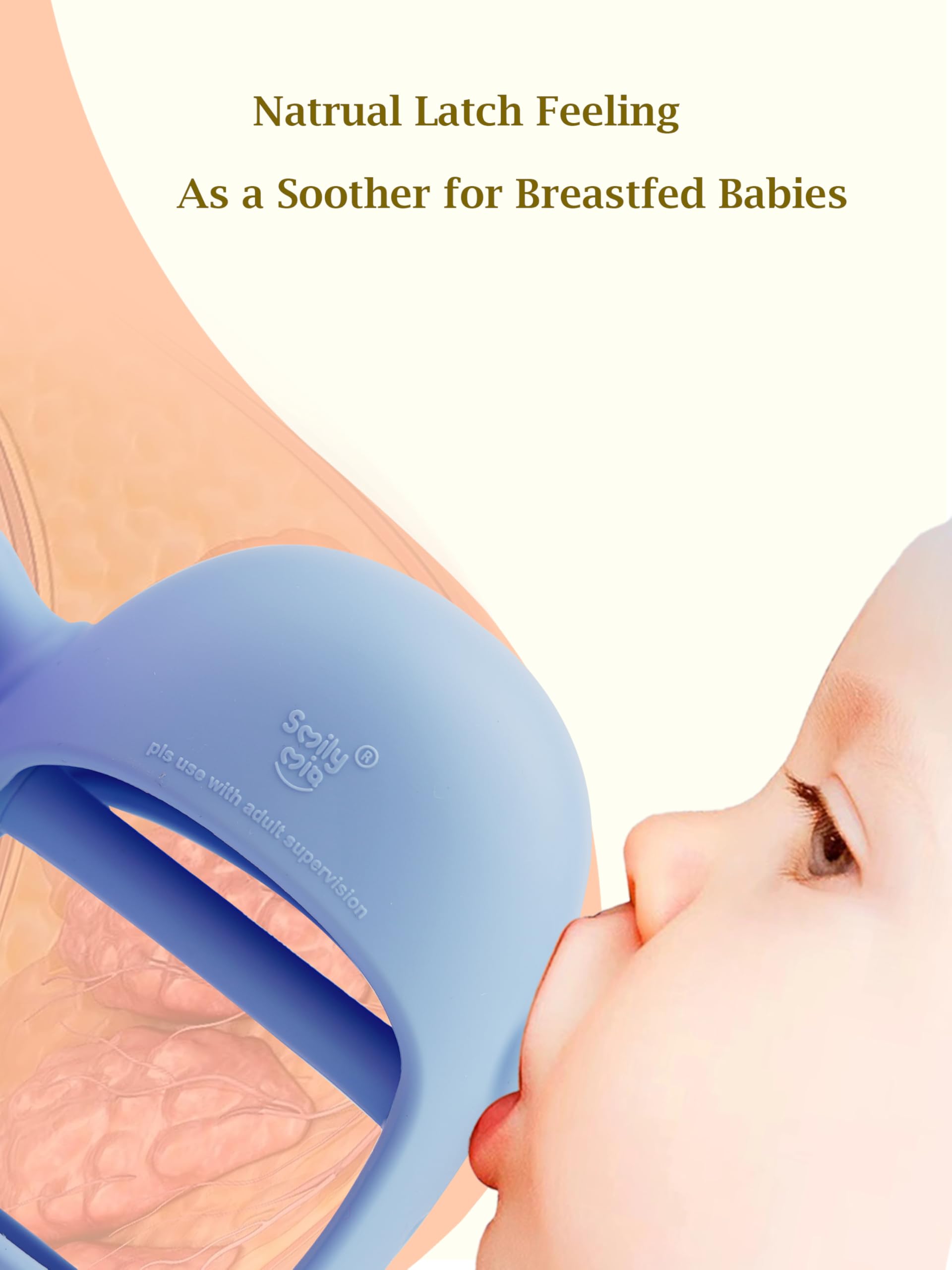 Smily Mia Hand Teether held by baby, easy grip for tiny fingers.