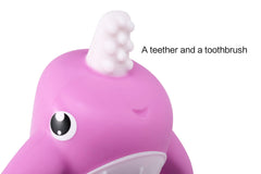Smily Mia Narwhal bath toy sprays water from its blowhole.