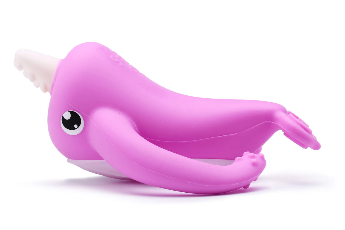 Smily Mia Narwhal teether focuses on front gums for soothing teething.