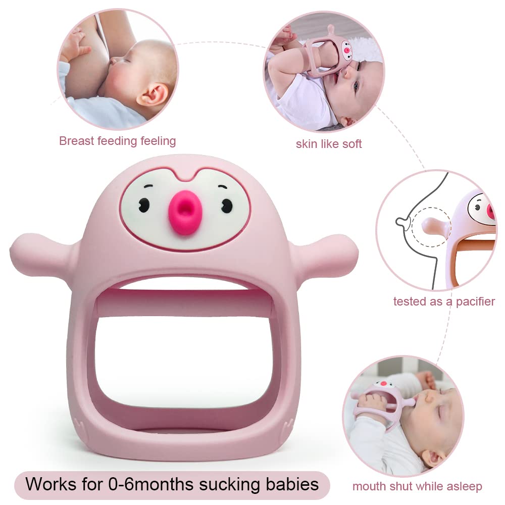 Smily Mia Penguin Teether uses BPA-free silicone for safer teething.