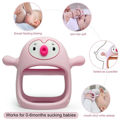 Smily Mia Penguin Teether uses BPA-free silicone for safer teething.