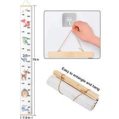 Smlper canvas growth chart provides easy roll up storage when not in use.
