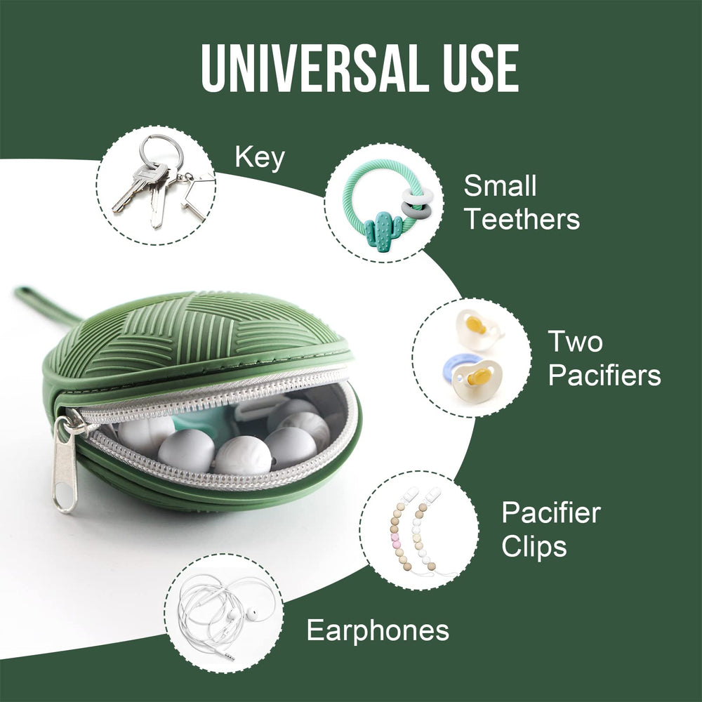 Smlpuame grey pacifier holder zipper, compact travel case for teether accessories.