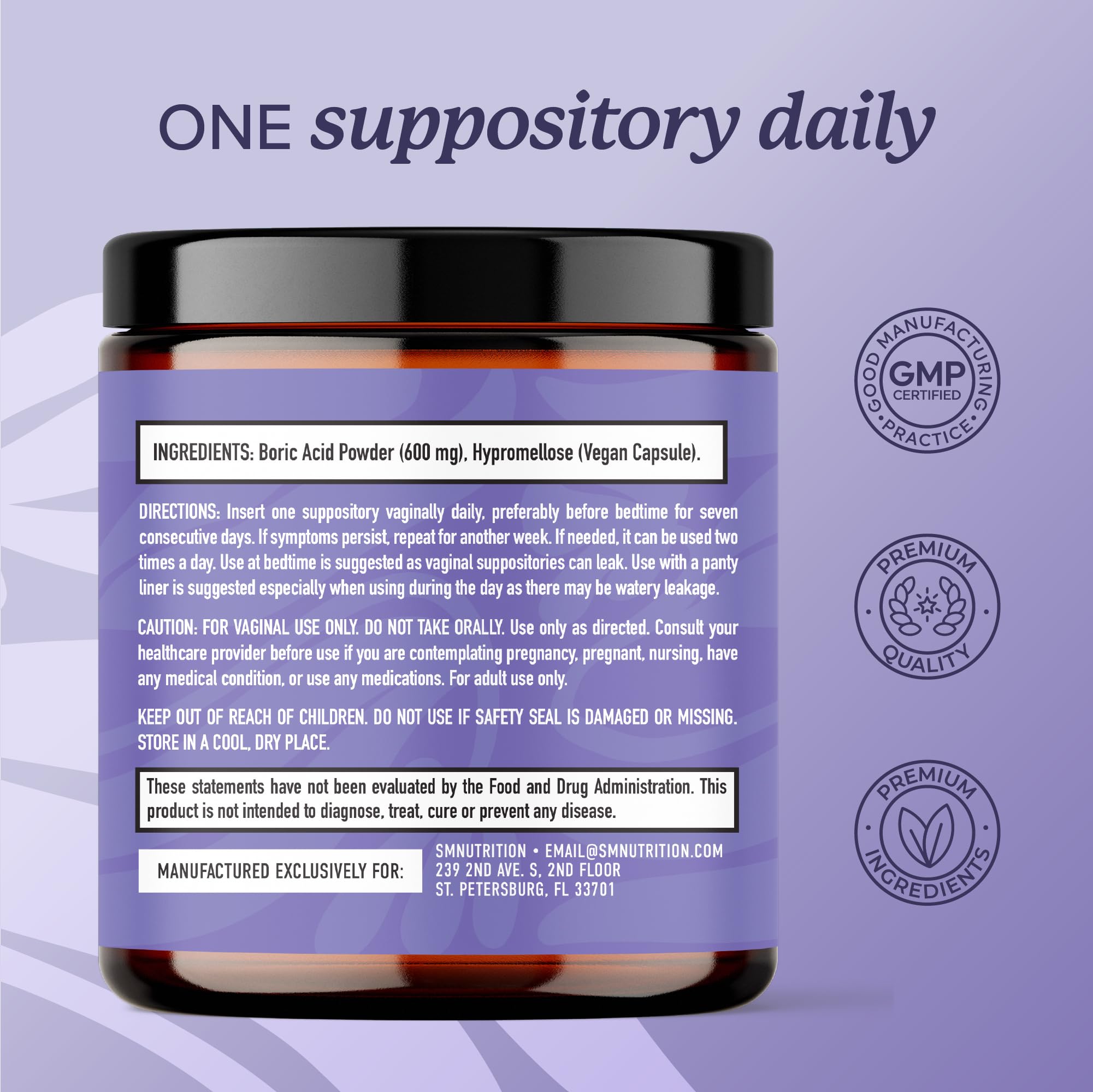 SMNutrition boric acid suppositories application depiction for comfortable insertion.