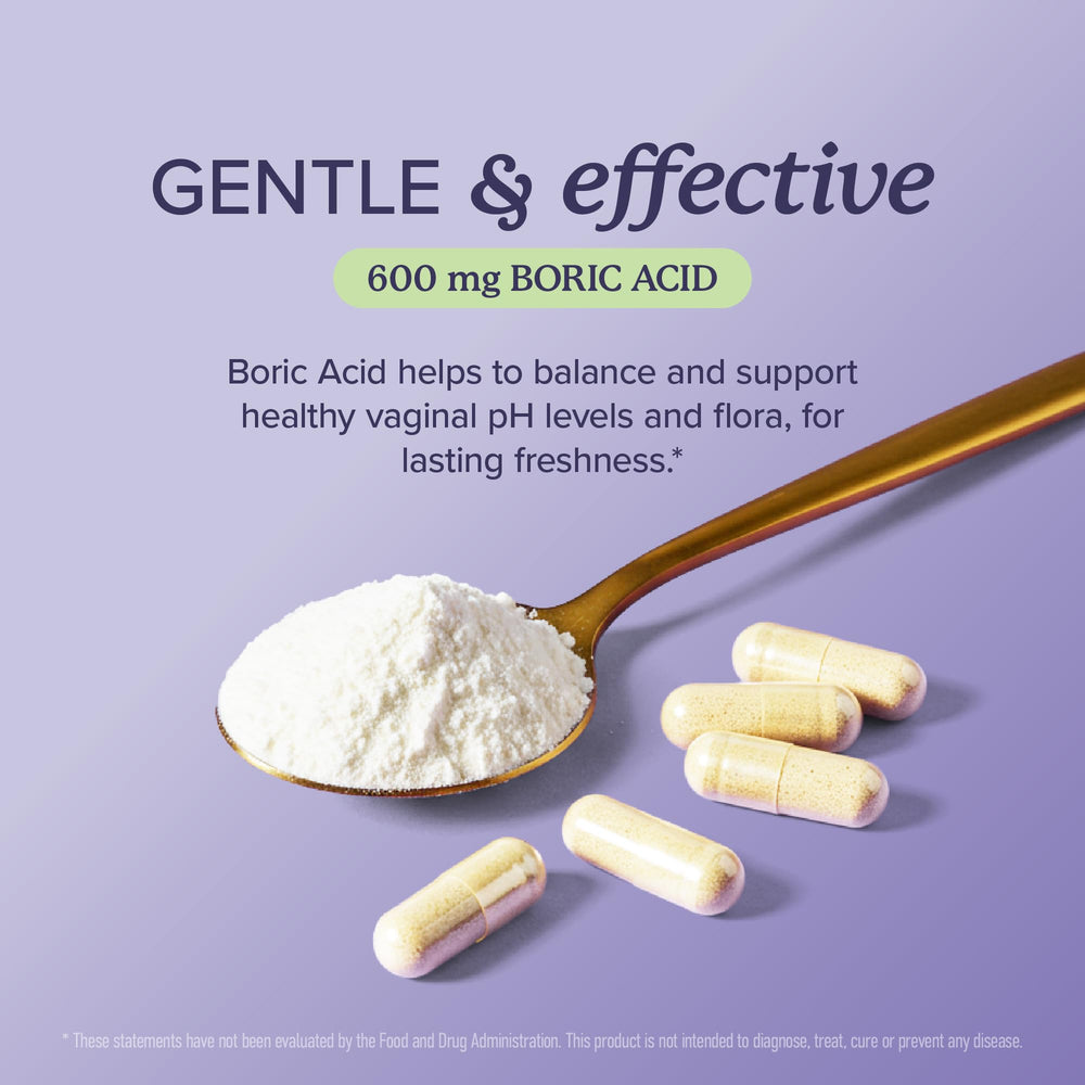 SMNutrition boric acid suppositories 30-count bottle for convenient nightly use.
