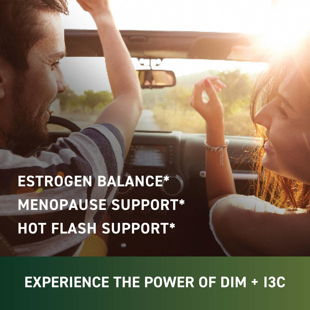 SMNutrition DIM & I3C bottle with glass suggests everyday wellness routine.