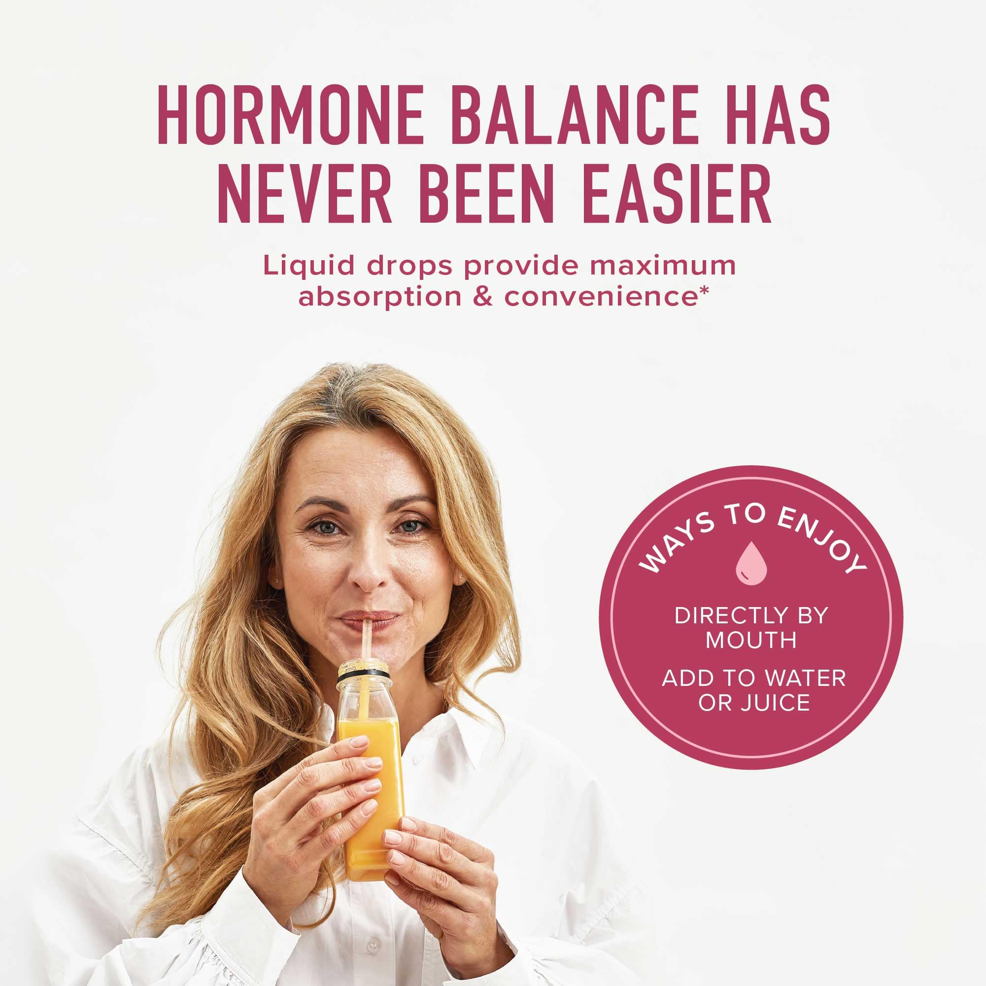 Amber glass bottle of SMNutrition Hormone Balance Drops.