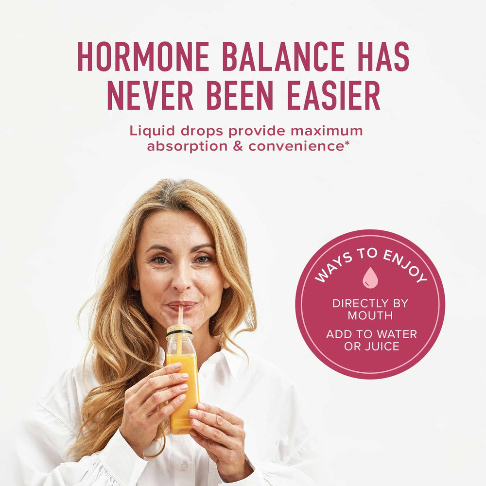 Amber glass bottle of SMNutrition Hormone Balance Drops.