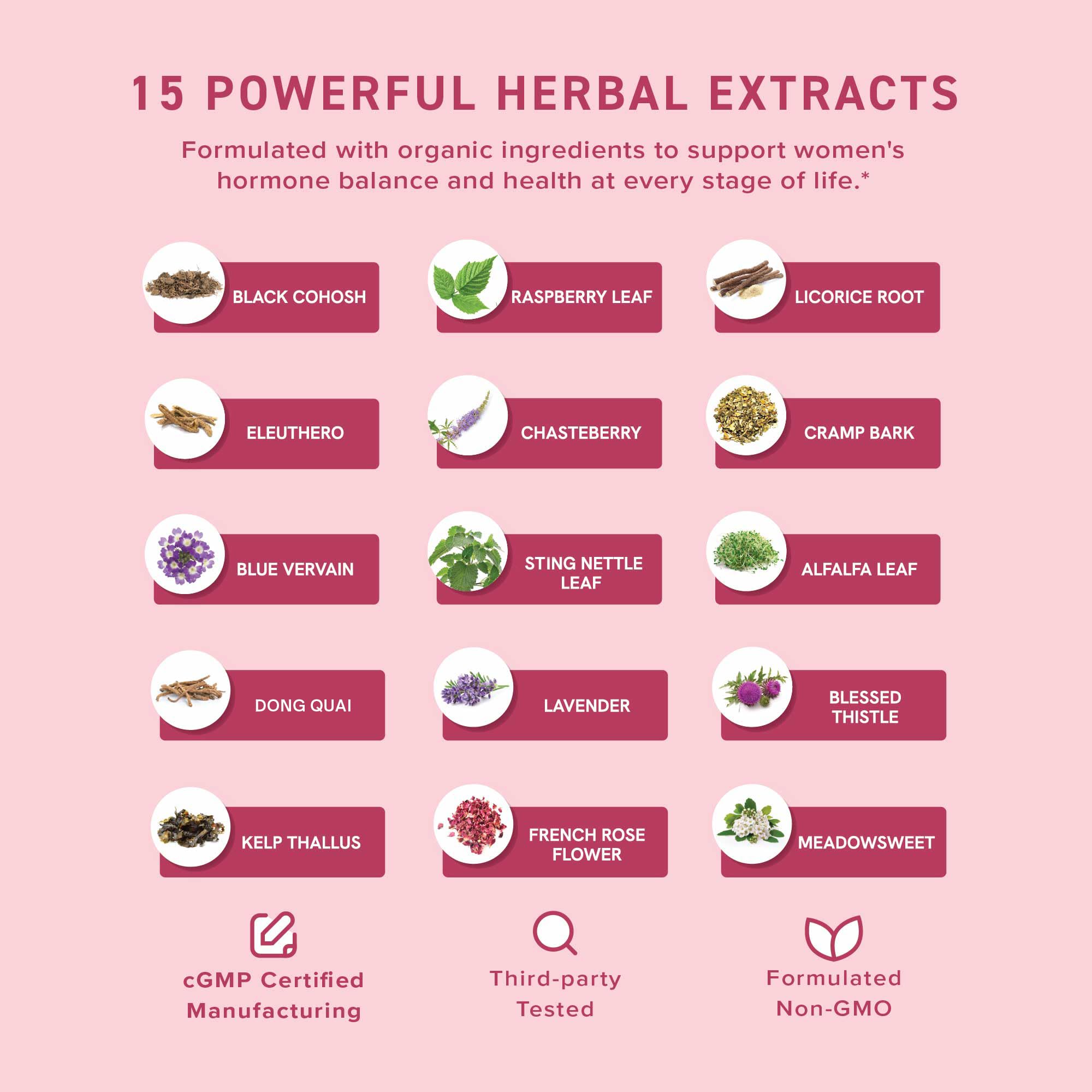 Close-up of organic herbal blend for hormonal balance.