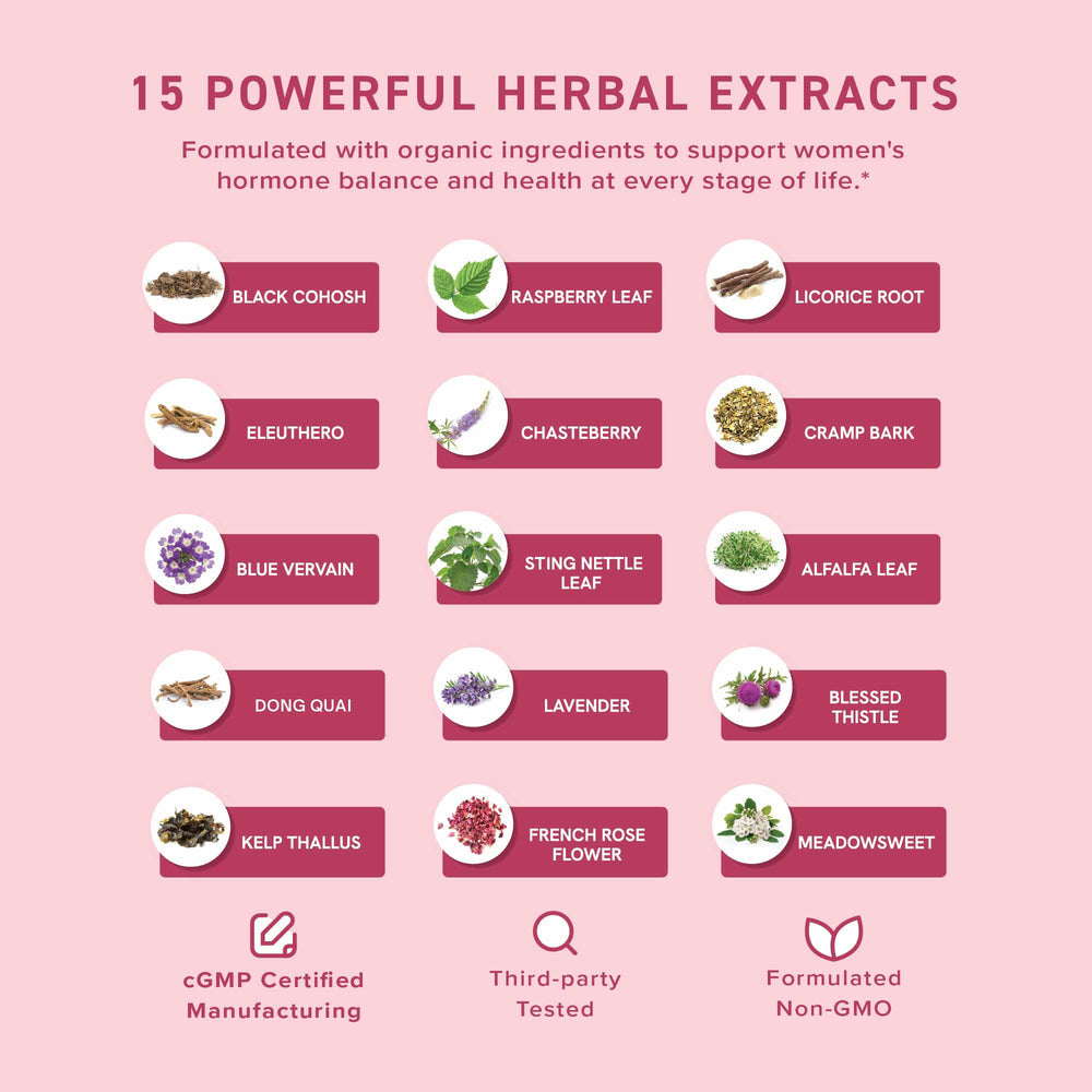 Close-up of organic herbal blend for hormonal balance.