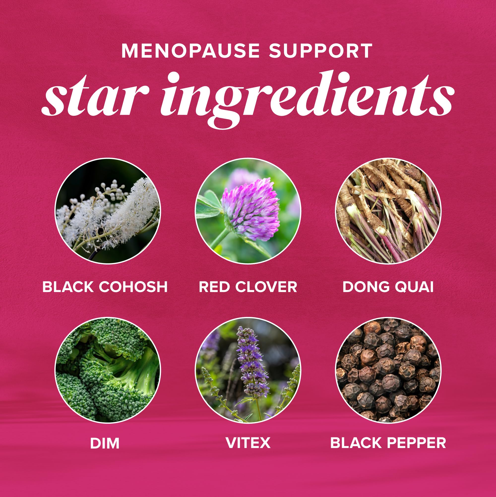 SMNutrition Menopause Beadlets with Black Cohosh visual for hot flash support.