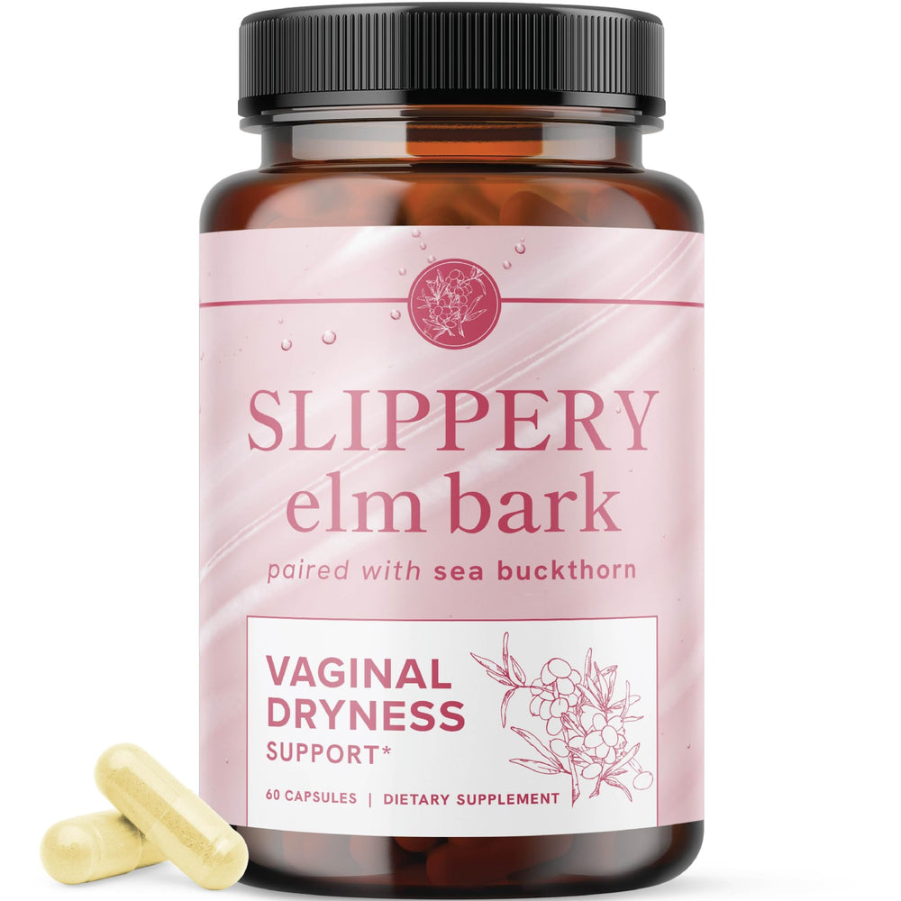 SMNutrition Slippery Elm Bark and Sea Buckthorn capsules support daily vaginal moisture