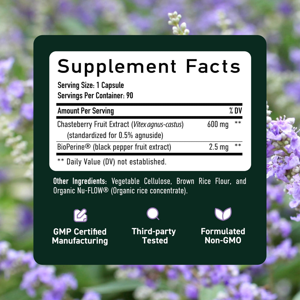 SMNutrition Vitex chasteberry capsules pictured for cycle support and daily routine