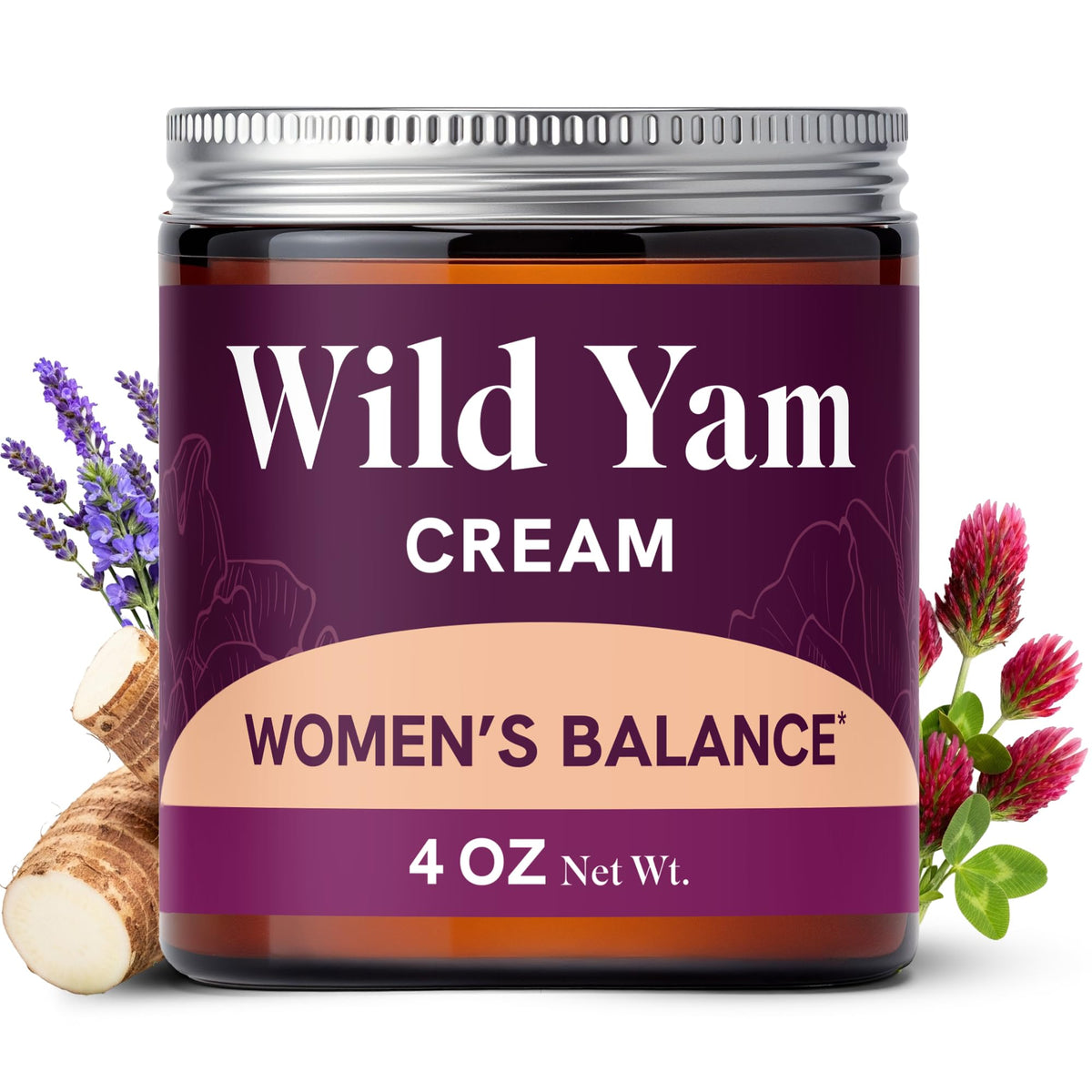 SMNutrition Wild Yam Cream bottle close-up showing hydrating formula for all skin types.