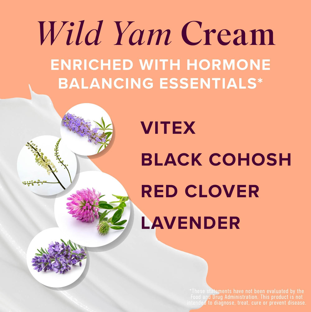SMNutrition Wild Yam Cream packaging on counter highlighting 4 oz size and herbal blend.