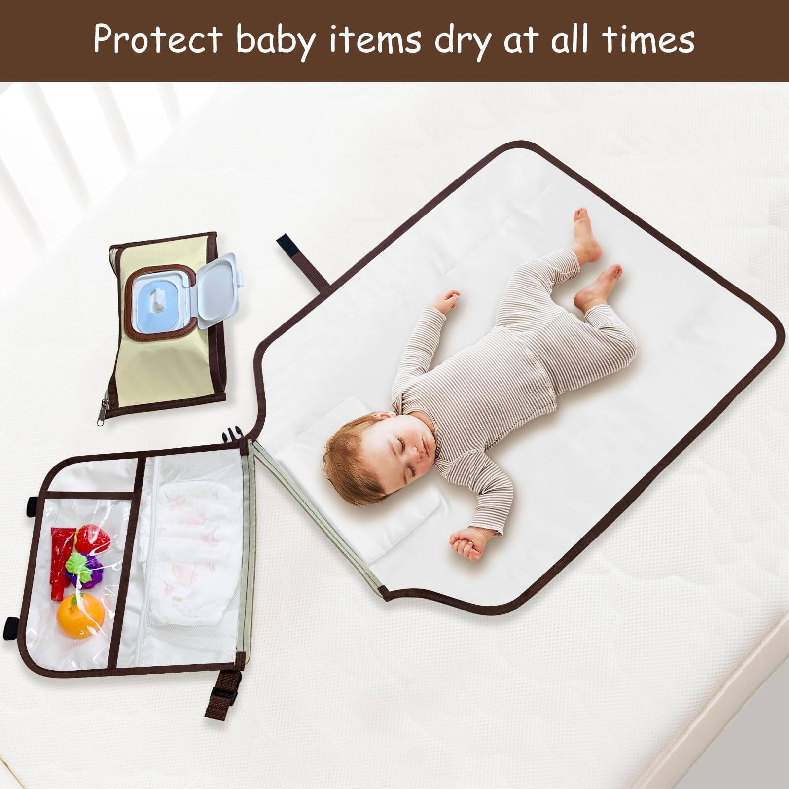 Smof changing pad attached to stroller for on-the-go use.