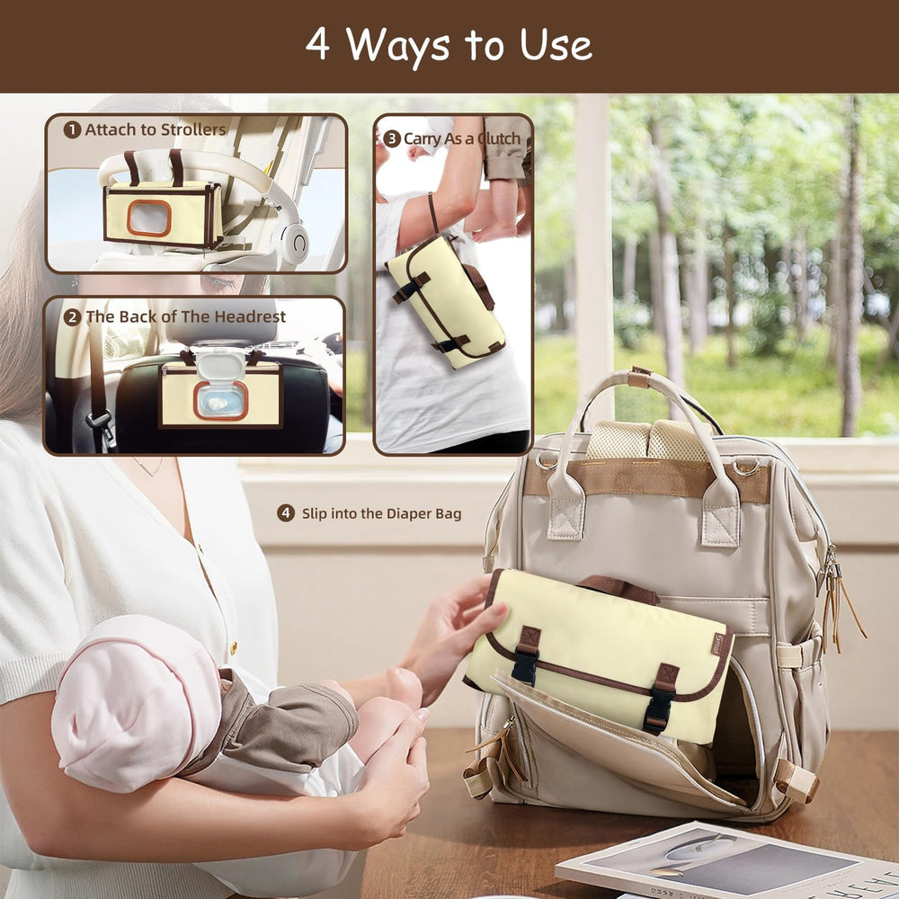 Smof changing pad wipes pocket enables quick access during changes.