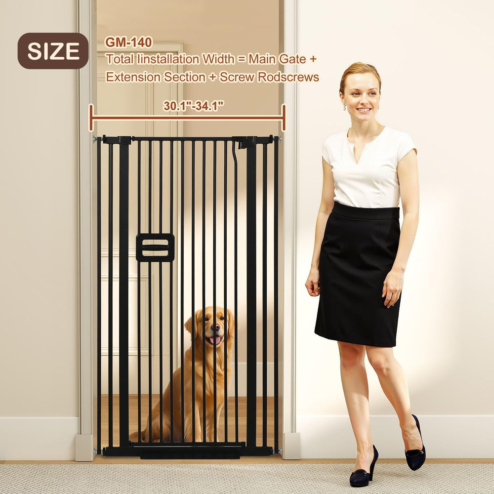 SMONTER 55-inch gate in action across a doorway for pets