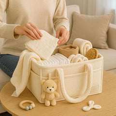 Smoochie diaper caddy changing-table setup keeps changing stations tidy and efficient.