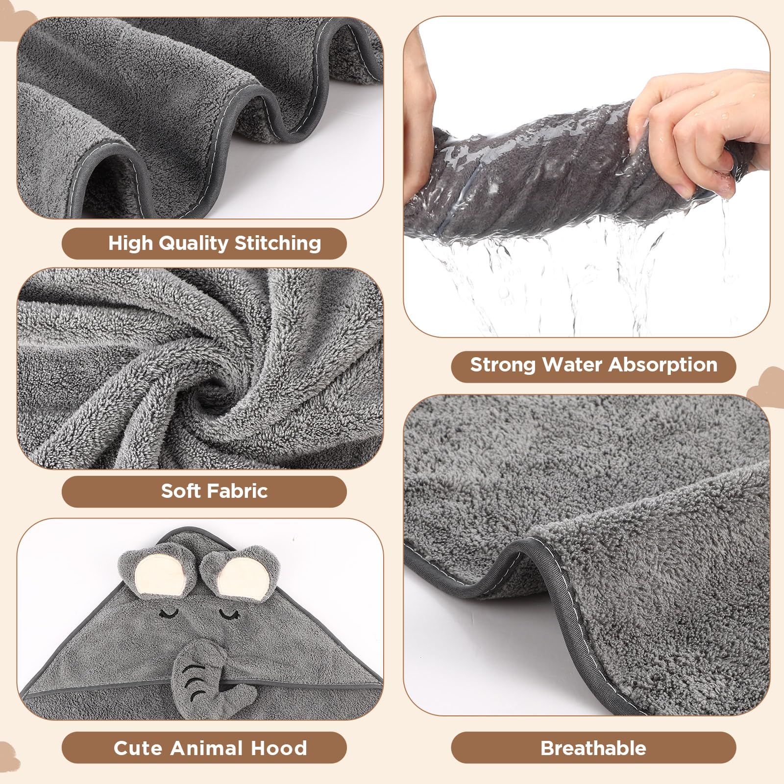 SmoothNovelty absorbent 80x80 cm towel ideal for newborn drying routine.
