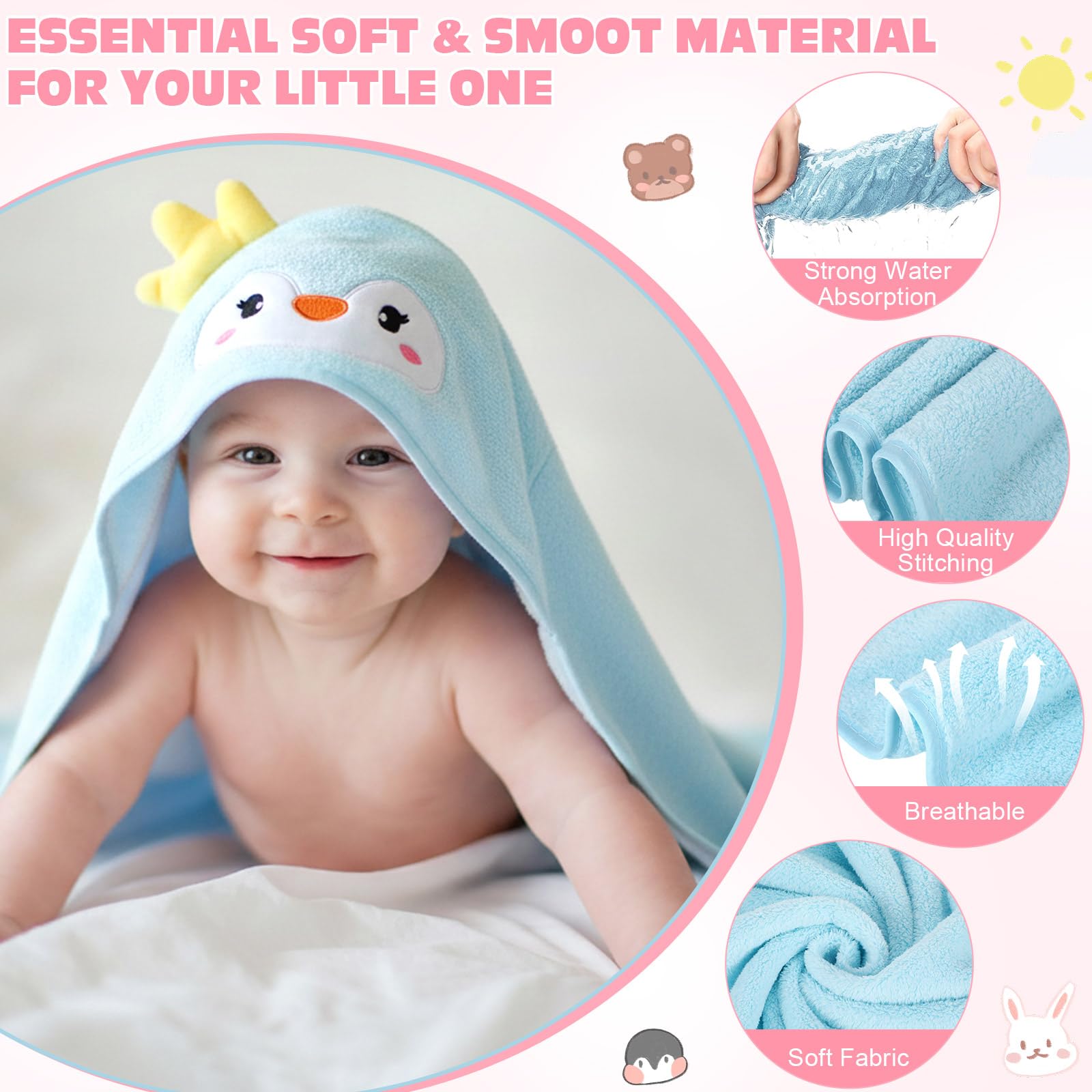 SmoothNovelty coral fleece towel is soft, absorbent, and gentle on delicate skin