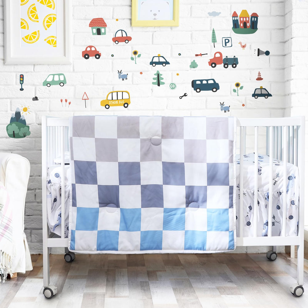 SmoothNovelty checkered crib sheet with soft touch for cozy naps.