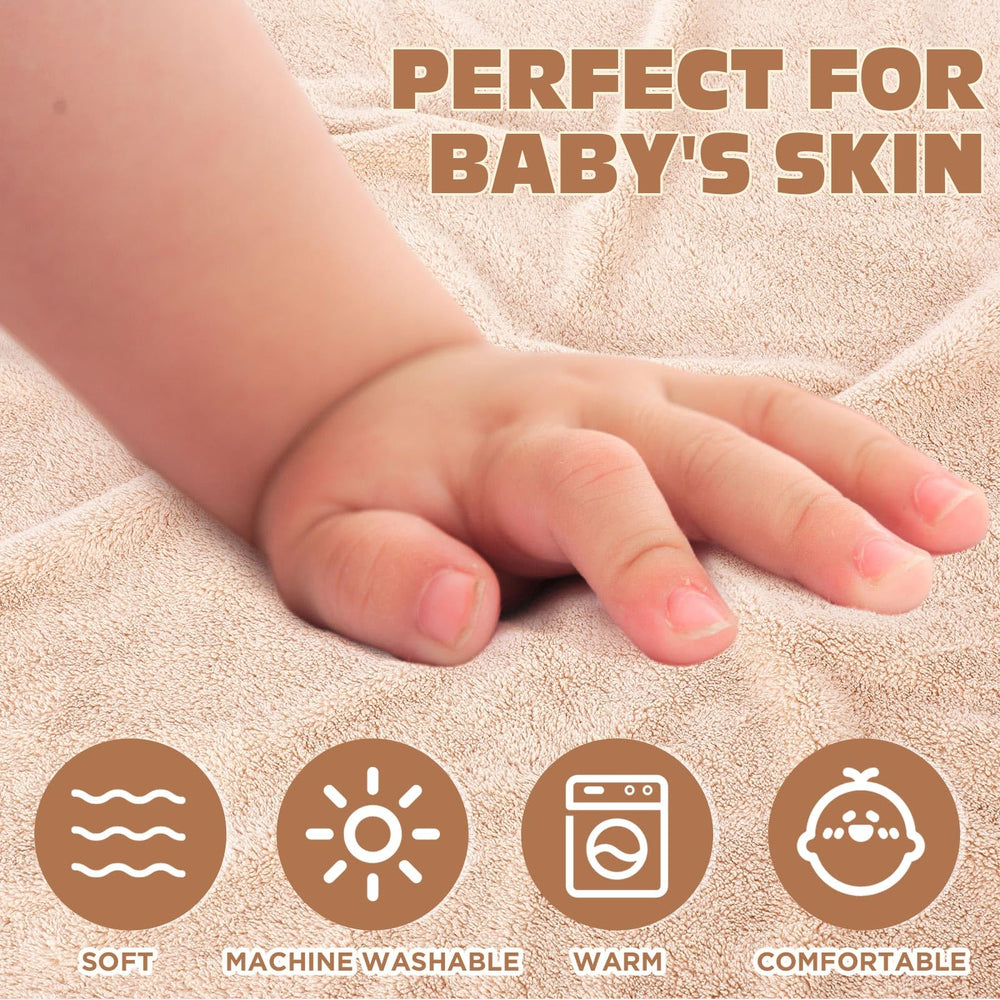 SmoothNovelty hooded towel keeps baby warm indoors and outdoors after bath.