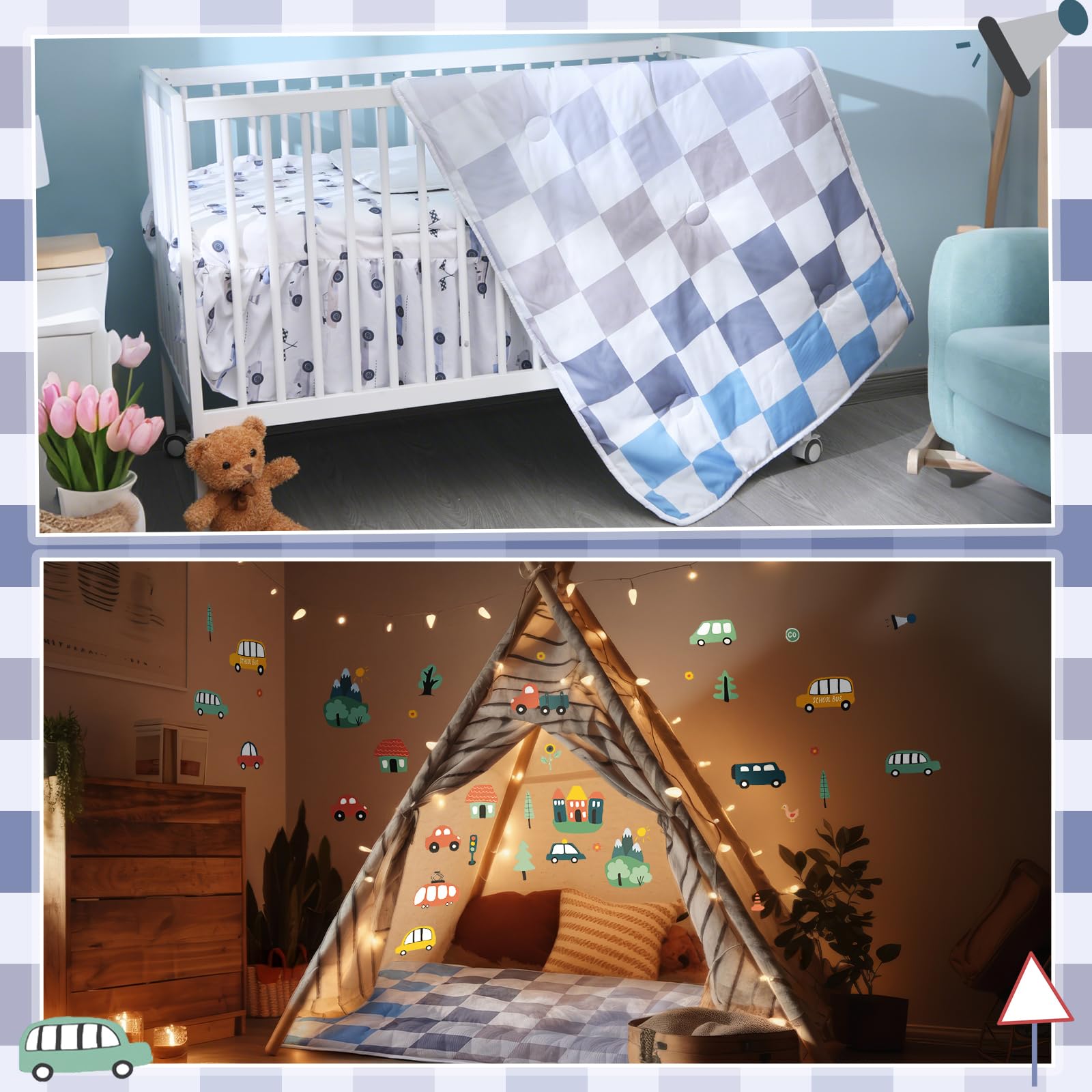 SmoothNovelty nursery decor pack harmonizes colors for a coordinated space.