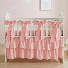 SmoothNovelty Pink crib skirt in brushed polyester for soft, durable fabric