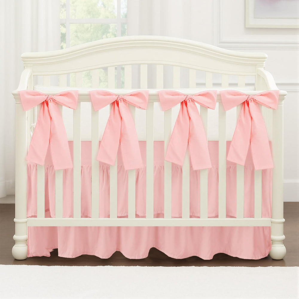 SmoothNovelty Pink crib skirt is machine washable for easy care